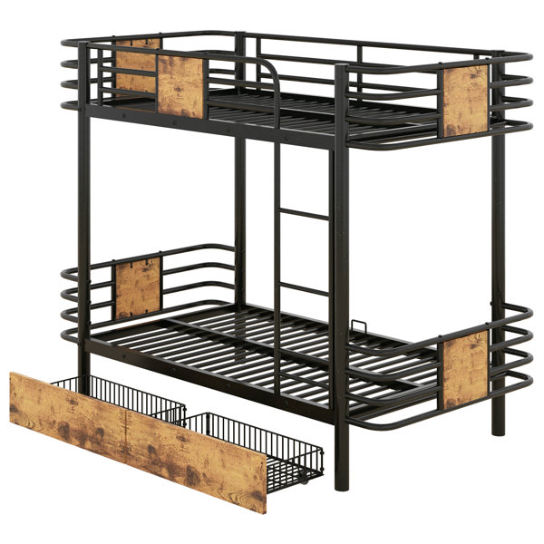 Mason & Marbles Kwinana Kids Twin Over Twin Bunk Bed with Drawers